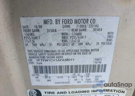 2010 Ford F-150 Xlt z USA, uszkodzony, nr VIN 1FTFW1CV1AFA58011